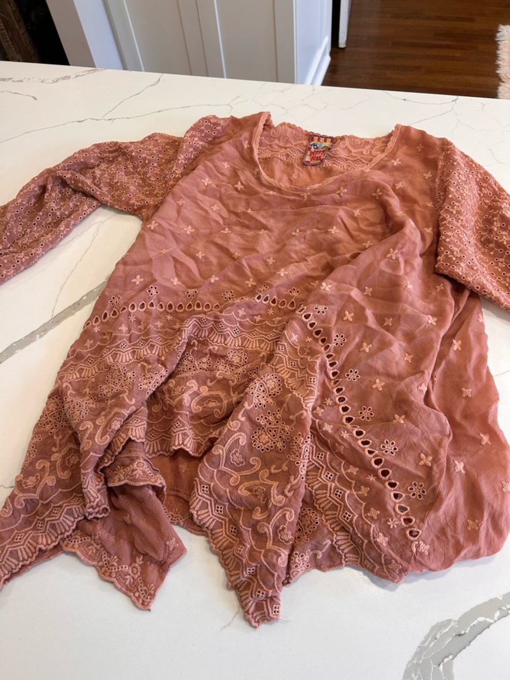 Johnny Was Dusty Rose Embroidered Lace Tunic - Picture 4 of 5